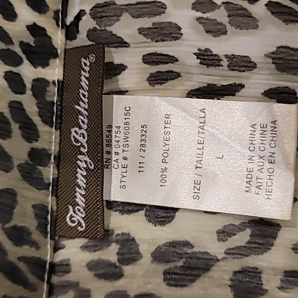 Tommy Bahama Leopard Nehru Collar With Paillette Cover Up Black Gray Large - Picture 7 of 14